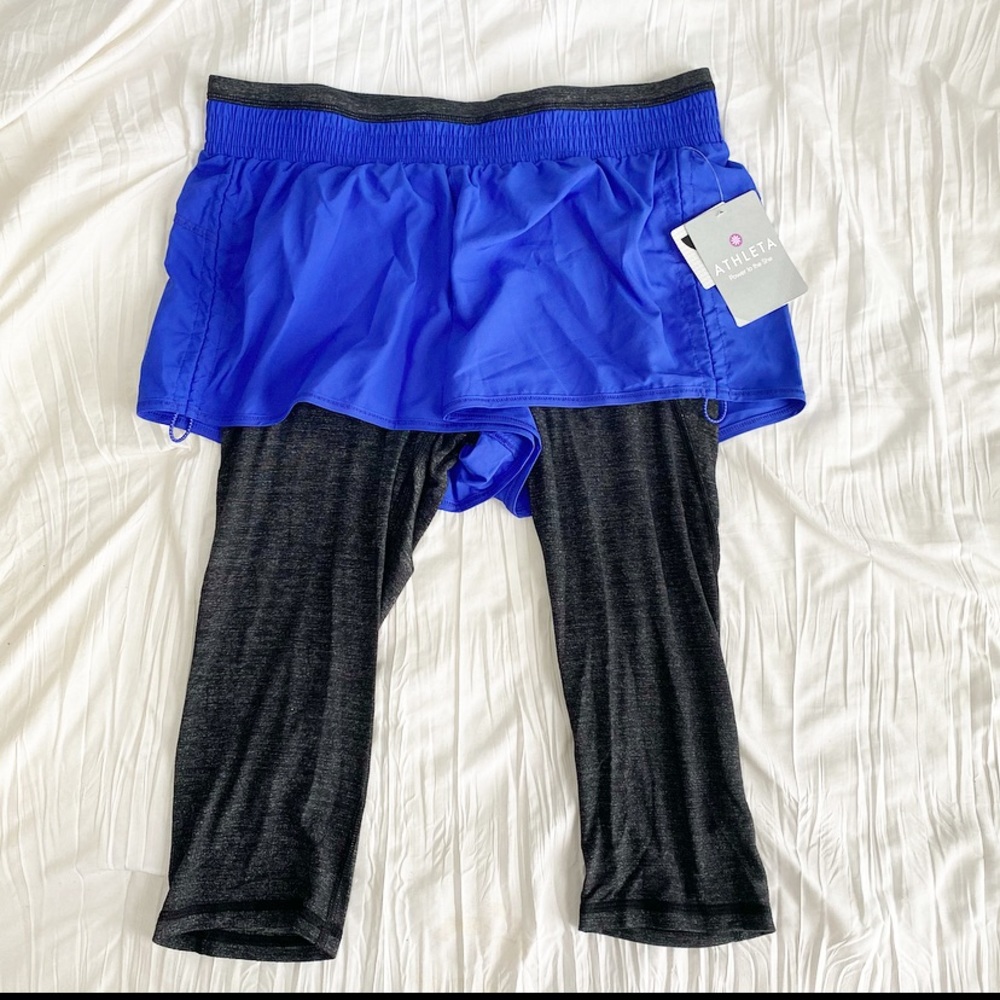 Athleta Running Shorts Go Getter 2 Inch Lycra Medium Blue Grey Athletic SportNWT